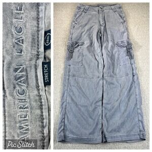 vintage American Eagle Super High Rise Baggy Wide Leg Cargo Pants Women 00/24X28